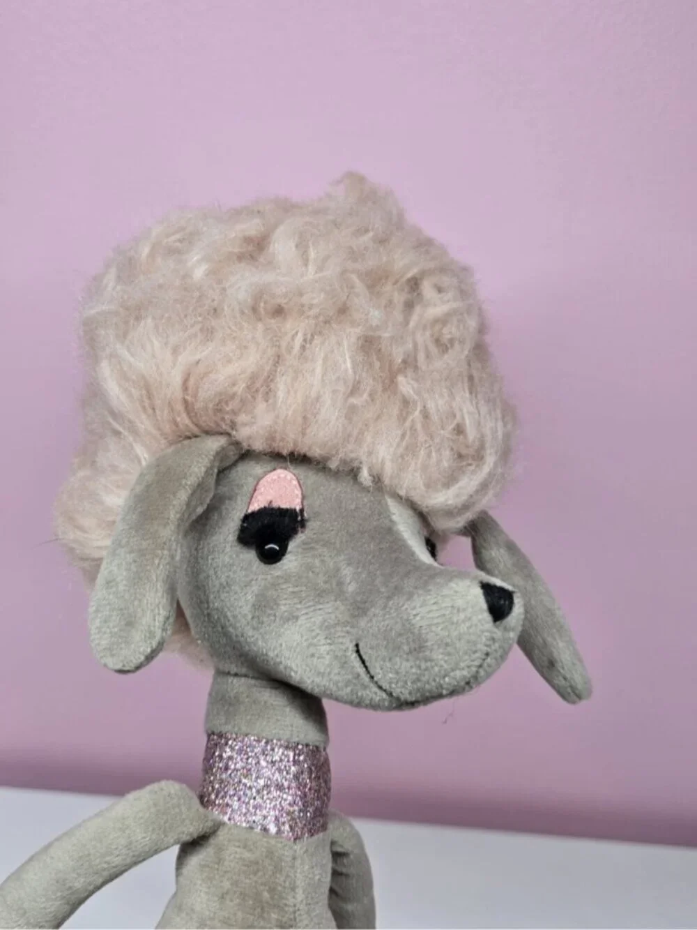 Jellycat Swellegant Penelope Poodle Gray & Pink 14” Plush Stuffed Animal